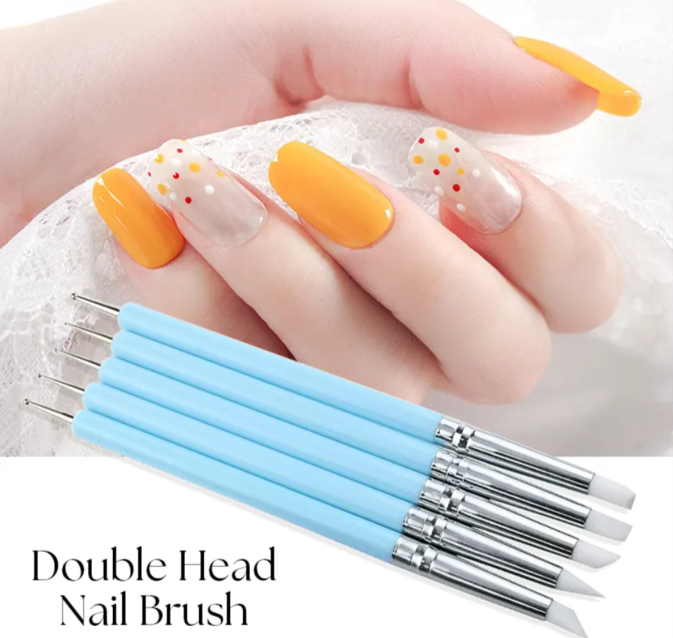 Double Head Nail Art Tool Set of 5 (Random Color)