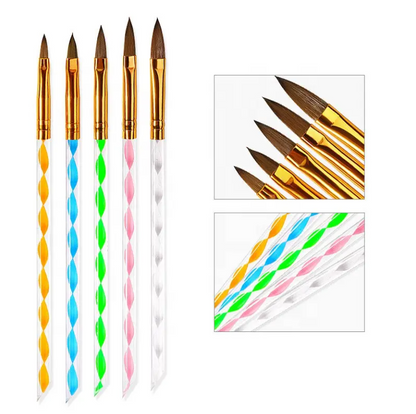 5pc Swirl Acrylic Brush Set