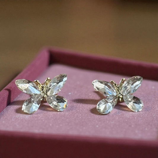 Crystal Butterfly Charm Pair (White)