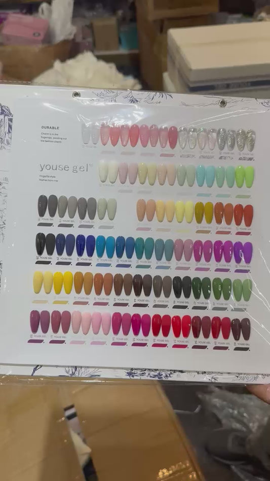 Youse Gel Polish Kit- 15ML Bottle 60polish 2 coats 1 cuticle oil , buffers shade card
