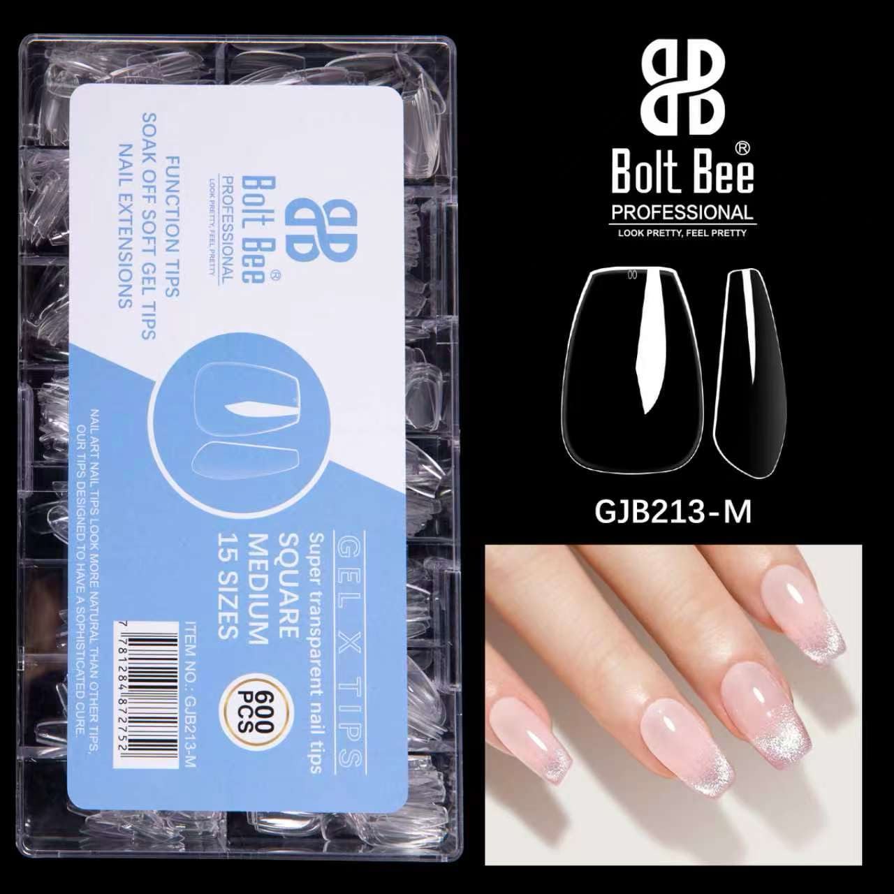 Boltbee Super Quality Soft Gel Tips- Box With 15 Size & 600pc