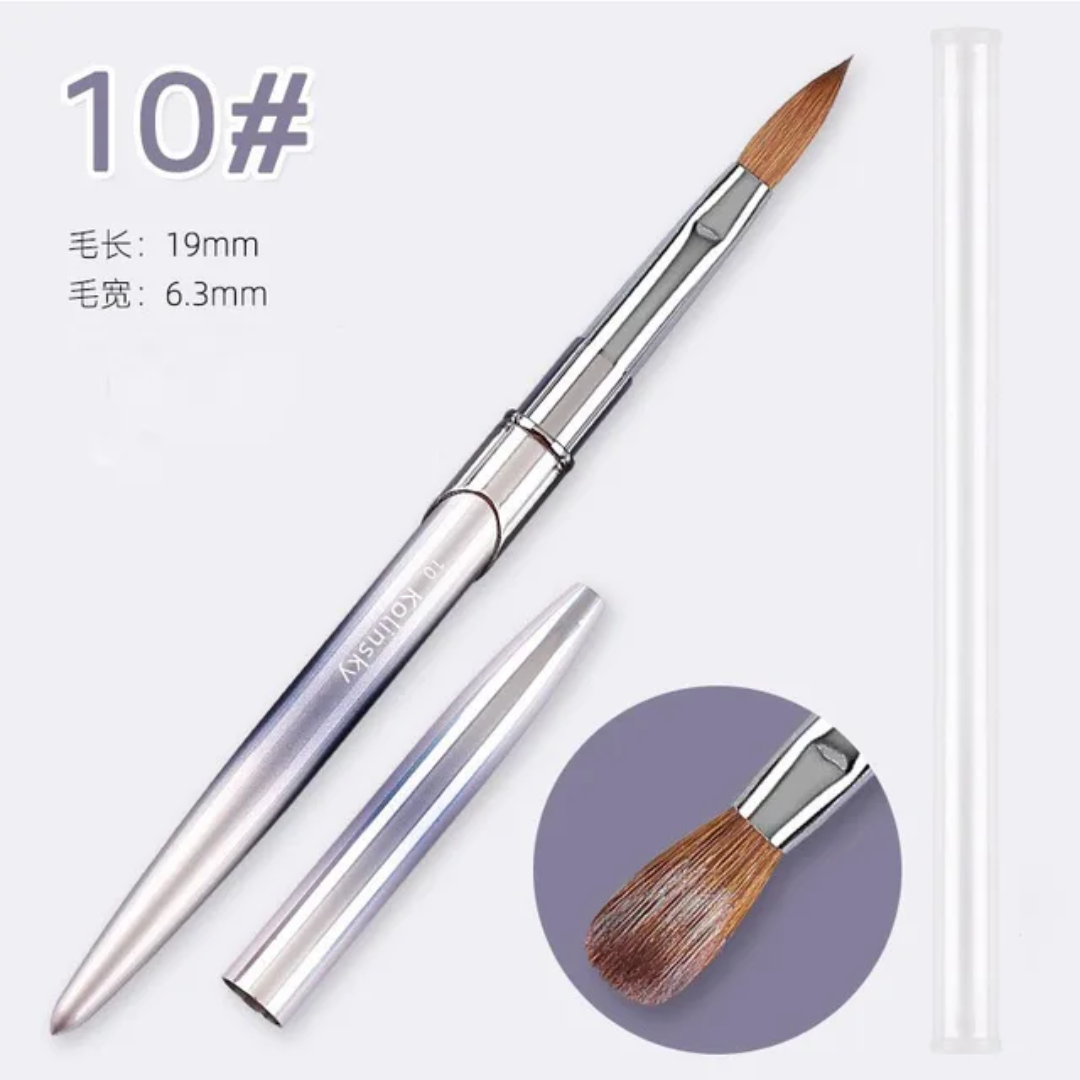 Acrylic Brush 100% Pure Kolinsky Original Metal Handle No 10
