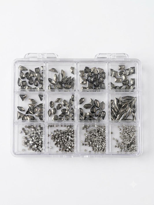 Rhinestone/ Stone Box 12 Grid Multiple Shape & Size
