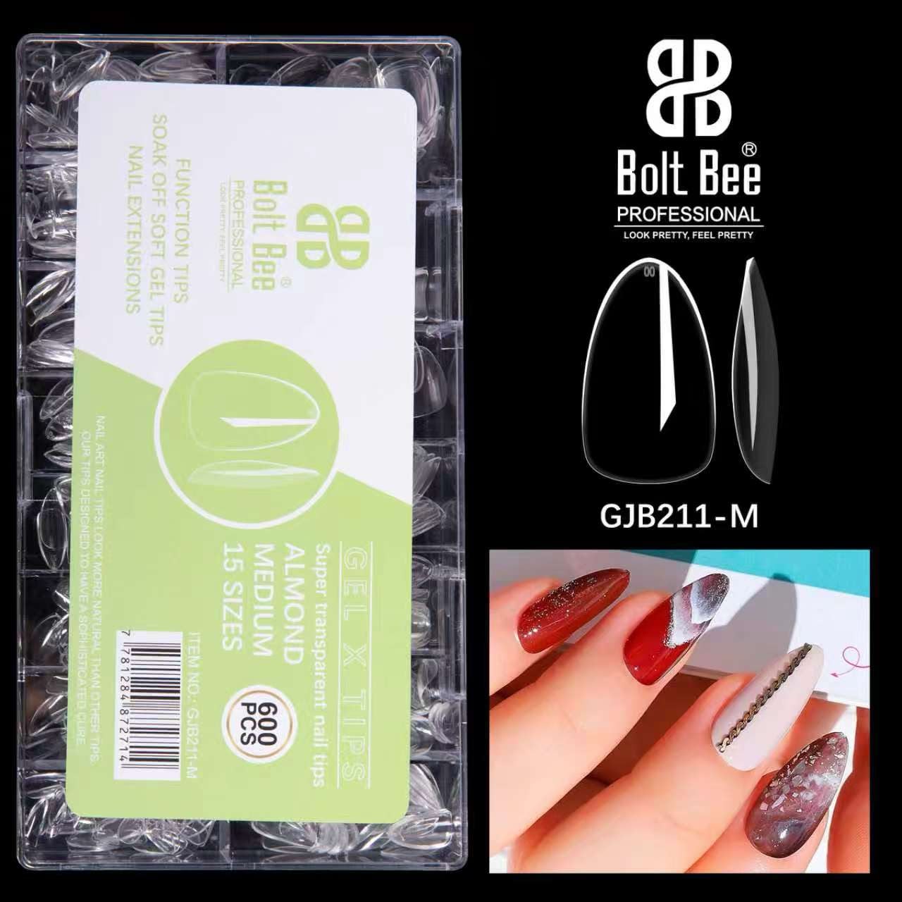 Boltbee Super Quality Soft Gel Tips- Box With 15 Size & 600pc