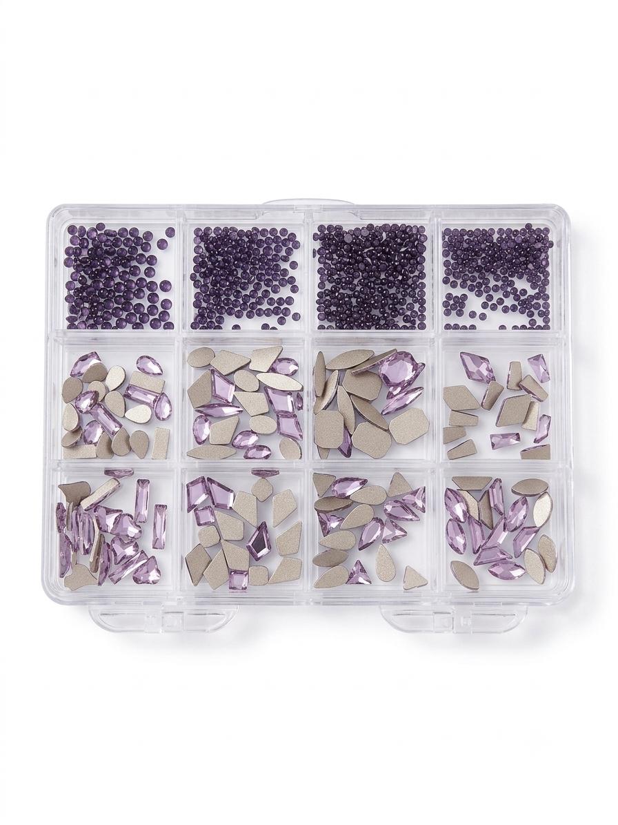 Rhinestone/ Stone Box 12 Grid Multiple Shape & Size