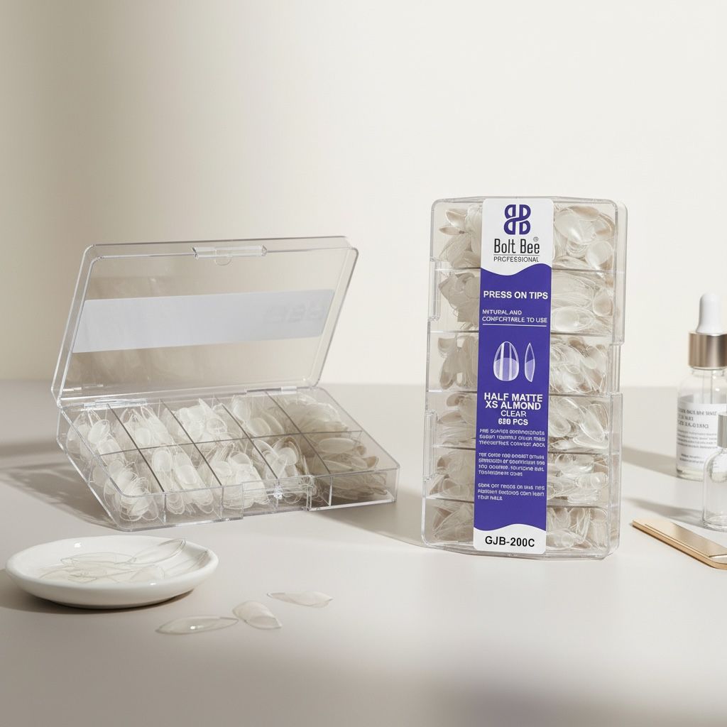 Boltbee XS Almond Soft Gel Tips Half Matt- 600pc Clear