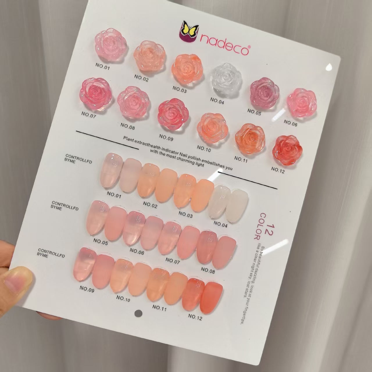 Nadeco French Base Gel Series- Flower 12pc Set -15ML Each