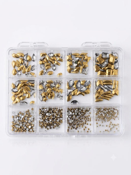 Rhinestone/ Stone Box 12 Grid Multiple Shape & Size