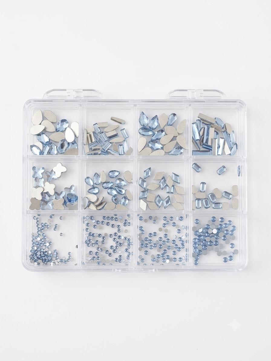 Rhinestone/ Stone Box 12 Grid Multiple Shape & Size