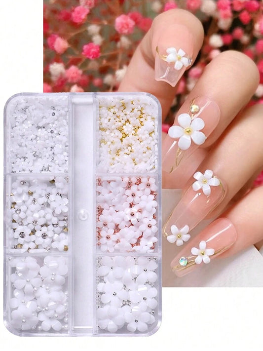 6 Grid 3D White Flower Box 5D